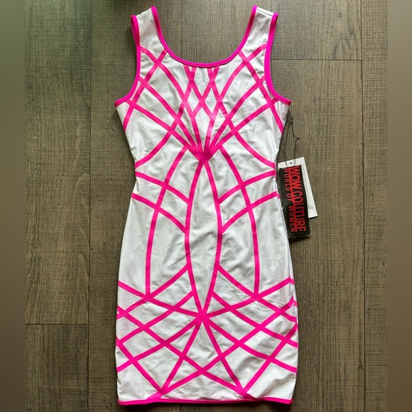 WOW couture Dresses & Skirts - Pink and white bodycon mini dress size S